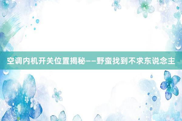 空调内机开关位置揭秘——野蛮找到不求东说念主